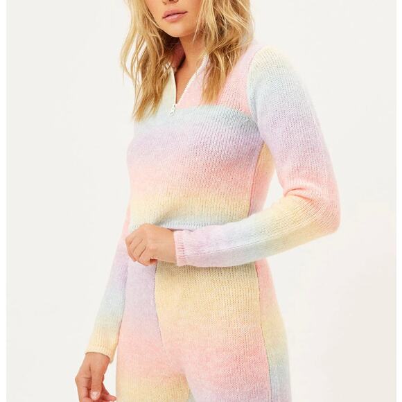 FRANKIES BIKINIS Bowie Cropped Knit Sweater Cotton Candy Sz S {ZZ18} - Picture 4 of 8